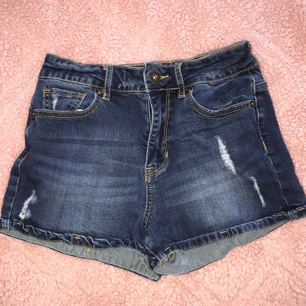Bullhead super high rise dark denim shorts
